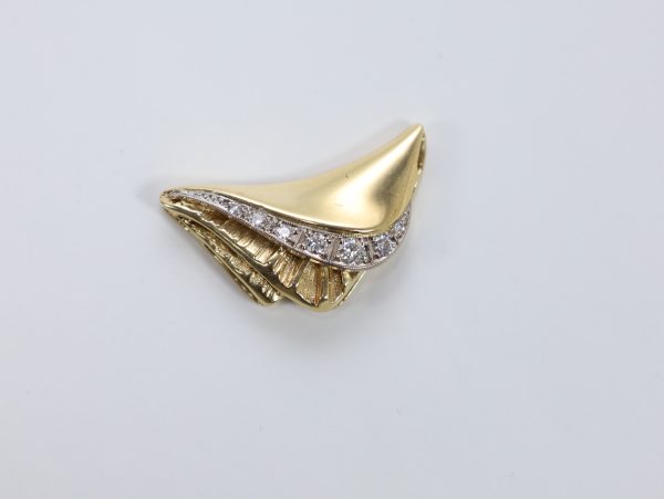 Anheng i 14K gult gull med diamanter – 4,95 g (30 × 17 mm) - Image 2