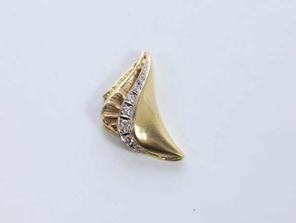 Anheng i 14K gult gull med diamanter – 4,95 g (30 × 17 mm) - Image 6