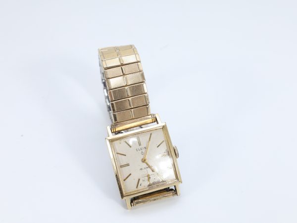 Elgin 19 Jewels – vintage kvadratisk armbåndsur, 26 mm - Image 4