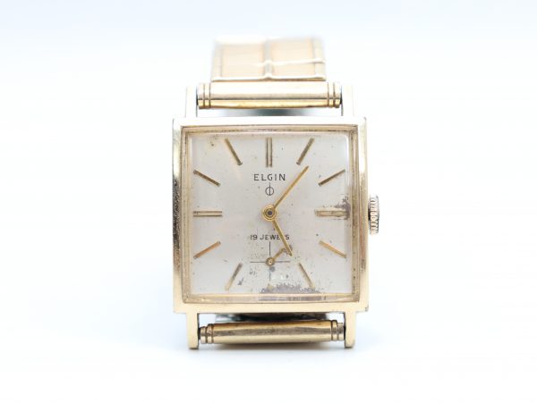 Elgin 19 Jewels – vintage kvadratisk armbåndsur, 26 mm - Image 8