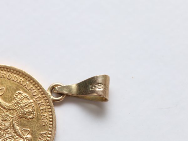 Svensk 20 kroner gullmynt 1889 – Oscar II – anheng med 14 kt gullfeste - Image 6