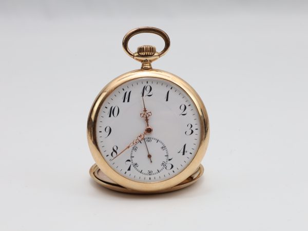 Antikt lommeur i 14 karat gull – elegant mekanisk urverk, diameter 52 mm