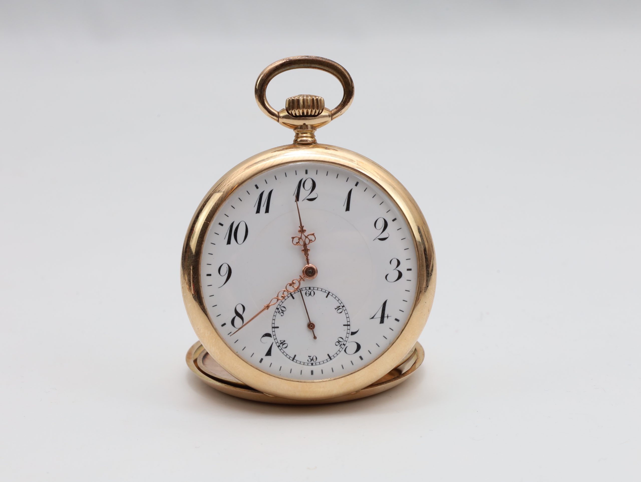 Antikt lommeur i 14 karat gull – elegant mekanisk urverk, diameter 52 mm