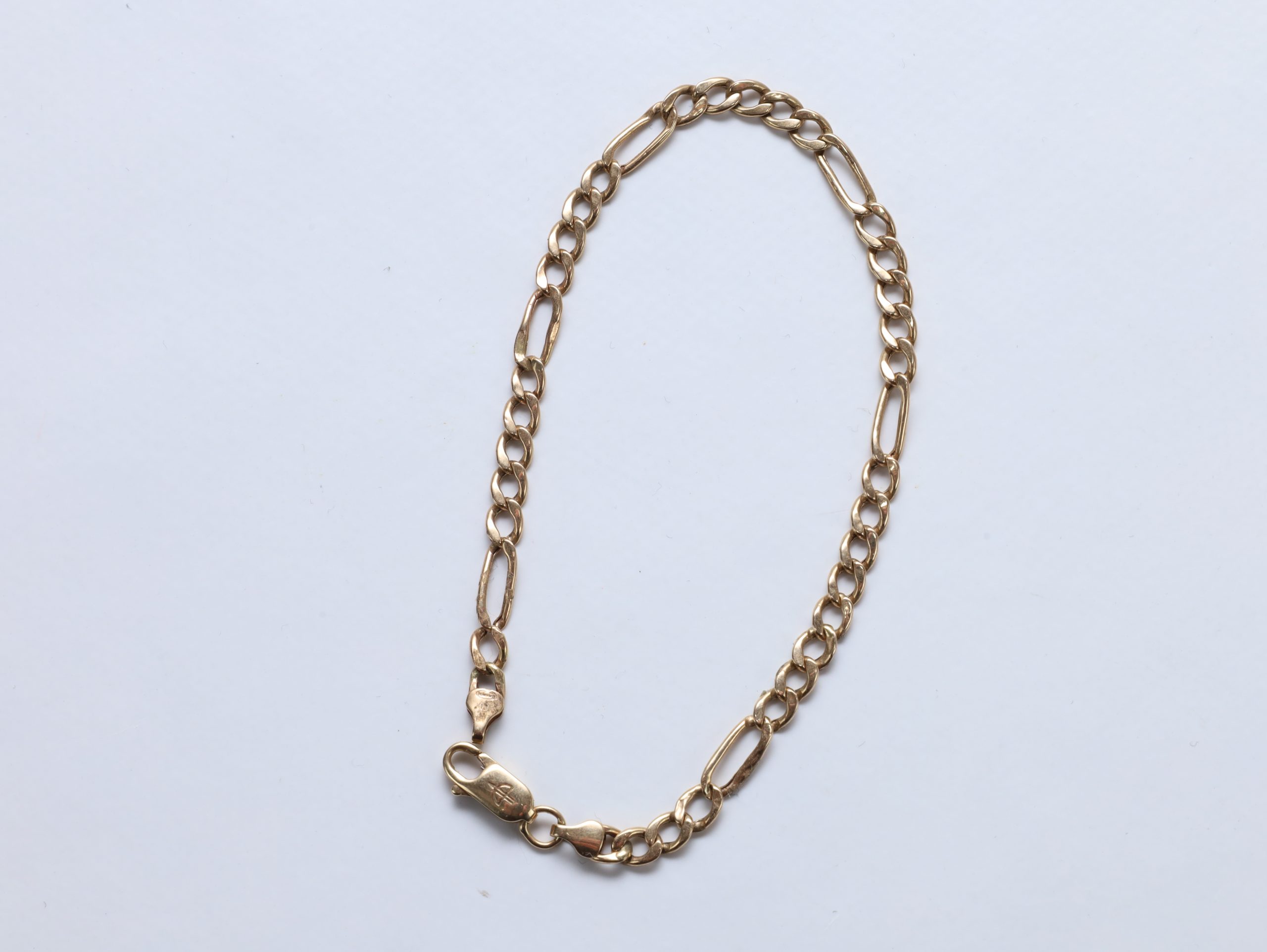 Armbånd i 14K gull (585) – Figaro lenke, lengde 19,7 cm - Image 4