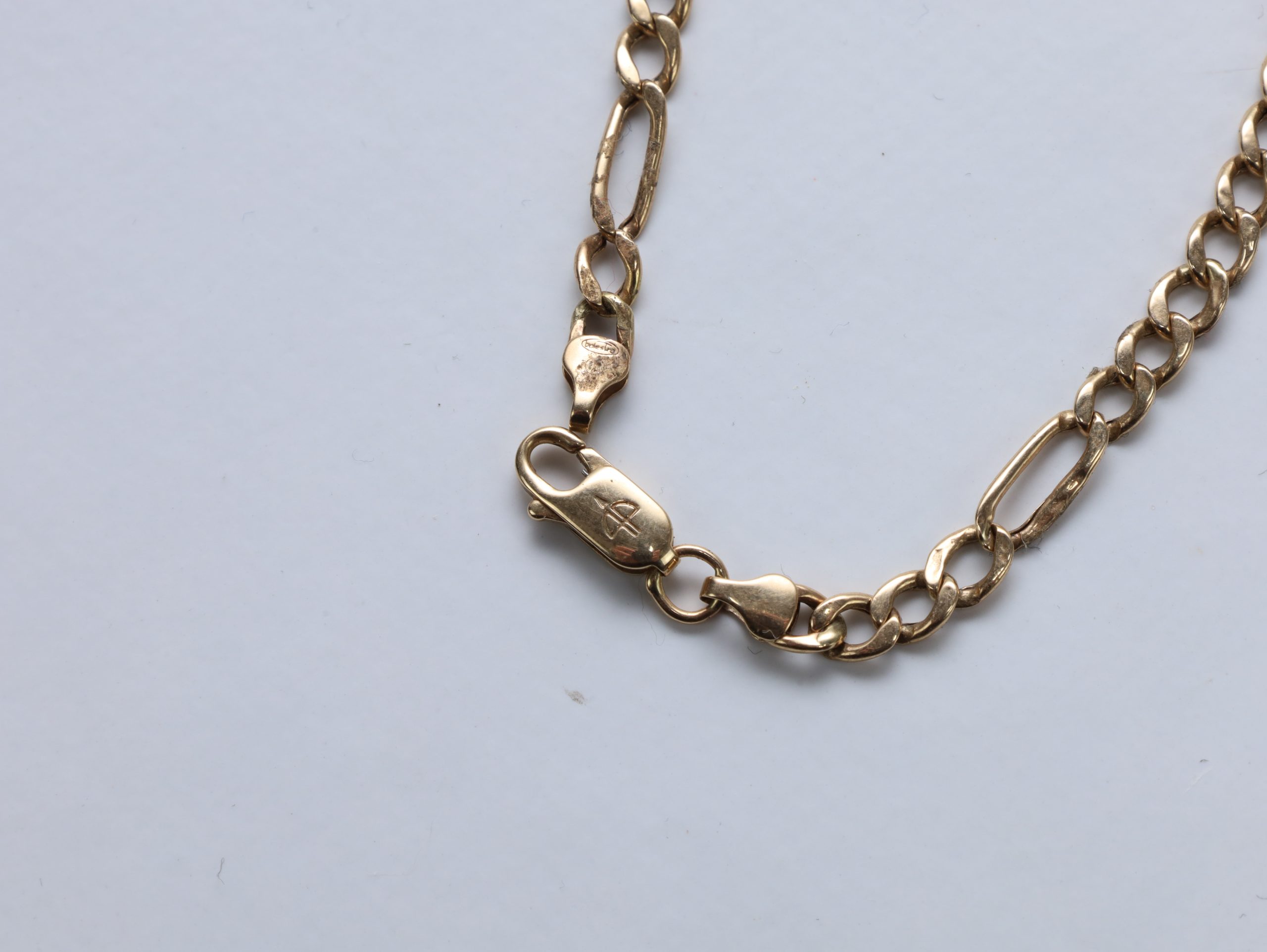 Armbånd i 14K gull (585) – Figaro lenke, lengde 19,7 cm - Image 2