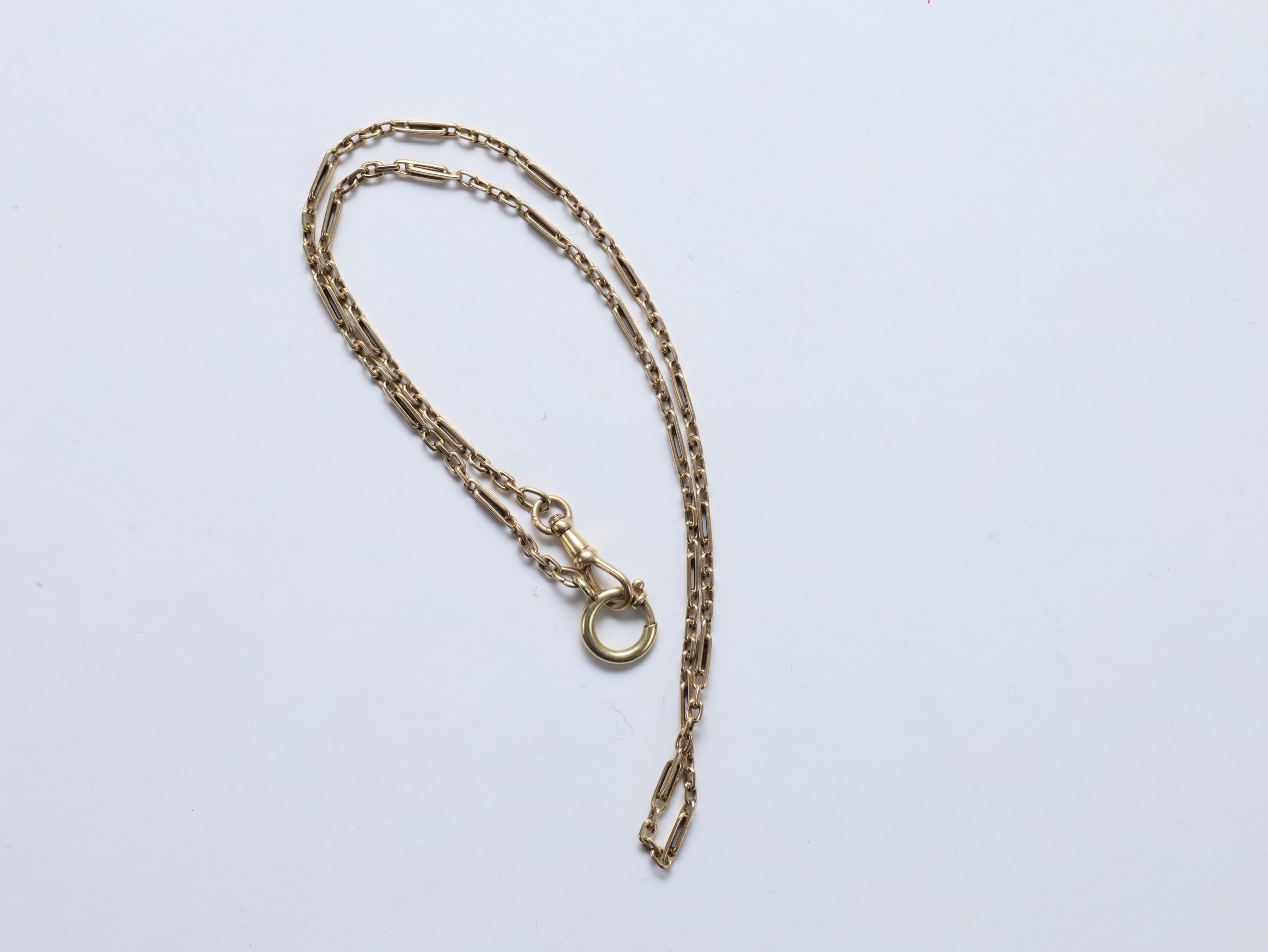 Klokke- og lommekjede i 14K gull (585) – 12,23 gram, lengde 47,5 cm - Image 2