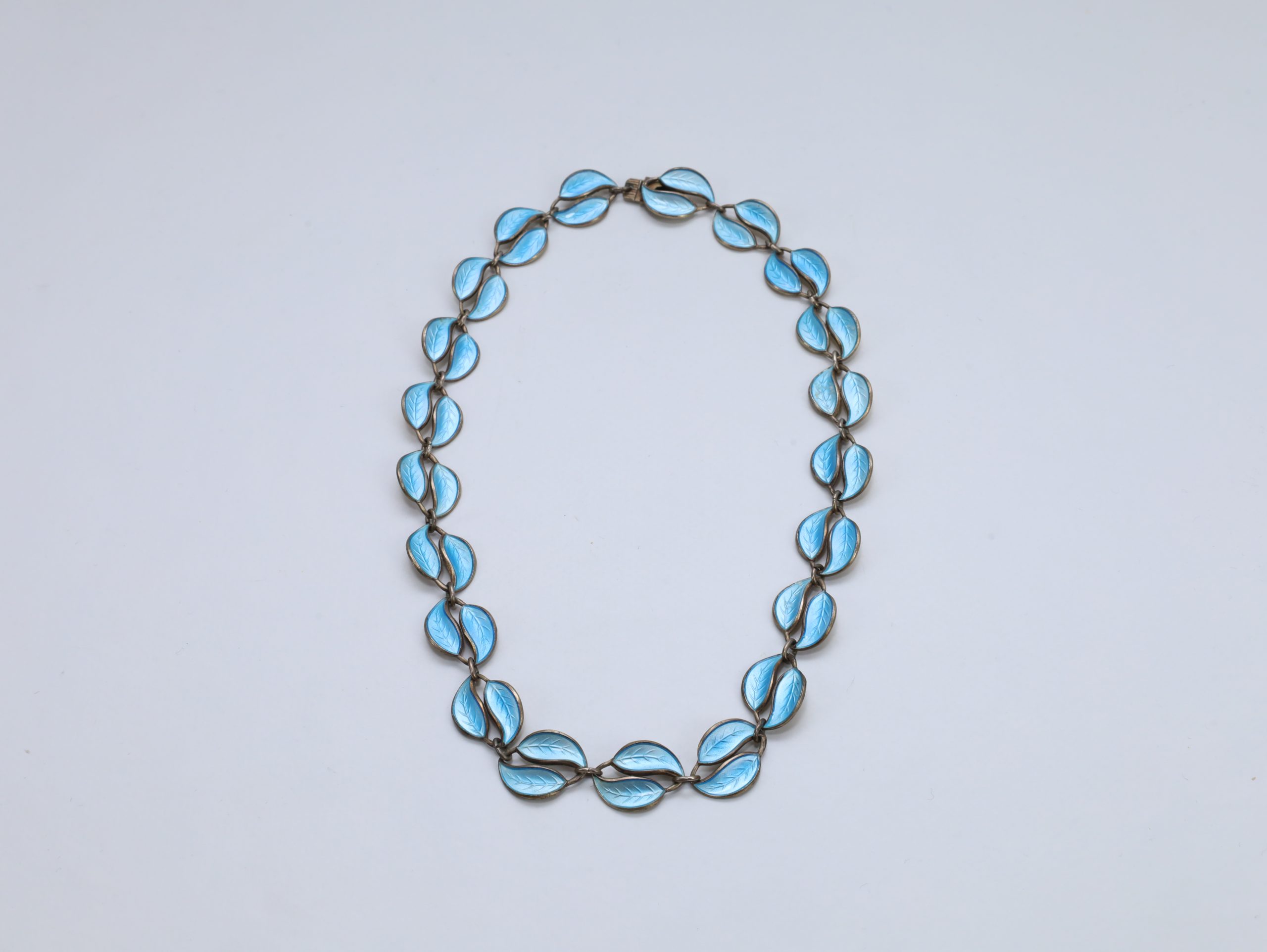 David-Andersen halssmykke – blå emalje på 925s sølv – lengde 37,5 cm - Image 7