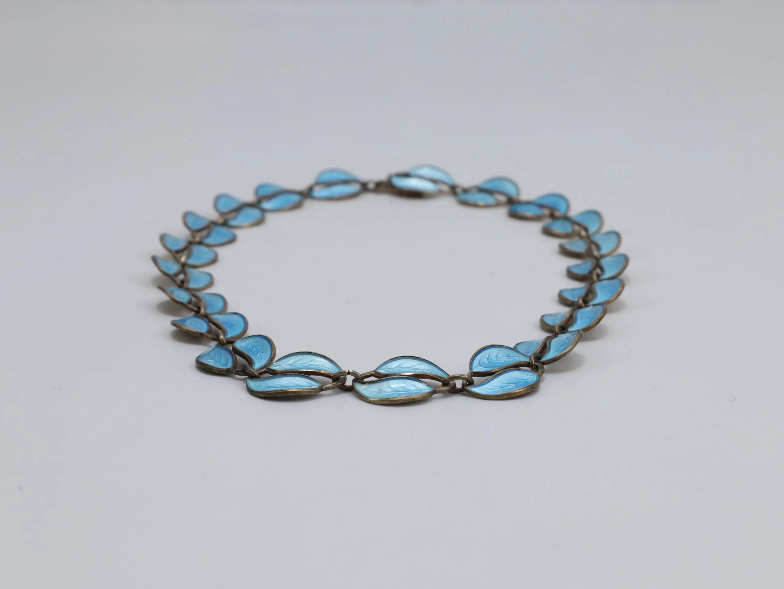 David-Andersen halssmykke – blå emalje på 925s sølv – lengde 37,5 cm - Image 5